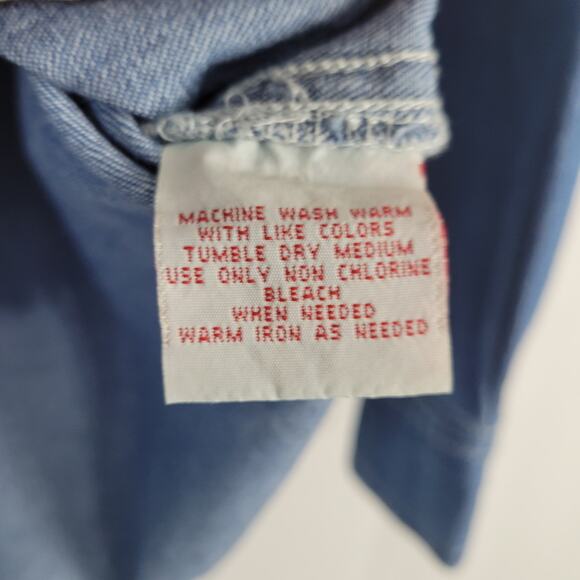 Vintage Denim Christmas Embroidered Button-down Shirt sz XL contrast collar 90s - Picture 6 of 7